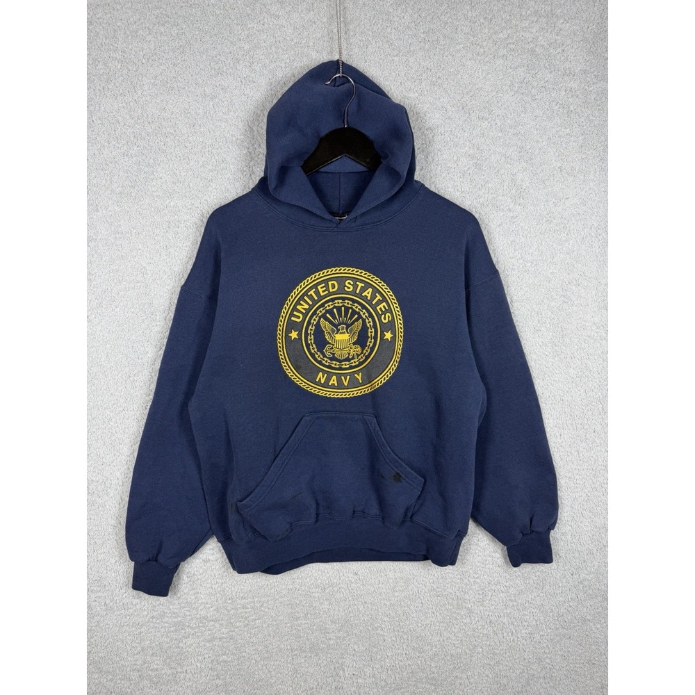 Soffe US Navy Hoodie Mens Size L Blue United States Navy Graphic Sweatshirt USA